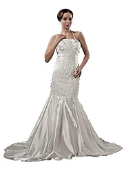 Silk/Taffeta Beaded Backless Halter Evening Dress 