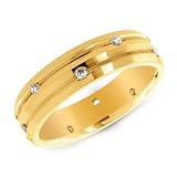 14K Yellow Gold Row Design Diamond Ring