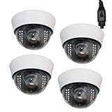 4 Pack of Professional Dome Indoor Surveillance Security Camera w/ Power Su ....