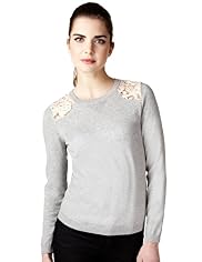 Limited Collection Pure Cotton Floral Lace Knitted Top