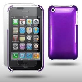 PURPLE GLOSS BACK CASE WITH SCREEN PROTECTOR FOR APPLE IPHONE 3 - PART OF THE CONSUMER STORE ACCESSORIES RANGE