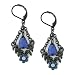  : HEMATITE TONE SAPPHIRE HUES TRAPEZE FLORAL EARRINGS