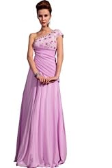 Crepe Spring One Shoulder Beaded Glittering Pleated Embroidered Empire   Waistline Prom Dress/Party Dress 