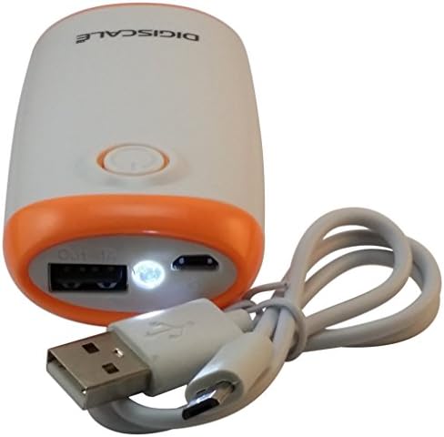 Digiscale Portable 5000 mAh Micro USB External Backup Battery with Built-In LCD Flashlight - Power Bank External Battery Charger Powered Backup Pack with Fast Charging Technology Samsung Galaxy S6 Edge + and USB Powered Compatible Cellphones - Orange