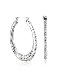 10K Gold and Silver 7 Stones Hoop Diamond Earrings (GH, I1-I2, 0.50 carat)