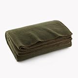 Olive Drab Green Warm Wool Fire Retardent Blanket, 66" x 90" (80% Wool)-US Military
