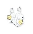 Sterling Silver Big Sis Lil Sis 2-piece Break-apart Heart Charm includes 20 inch Sterling Silver Chains