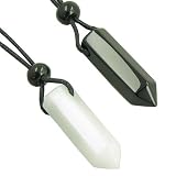 Necklaces Double Lucky Ying Yang Black Onyx, White Jade Crystals