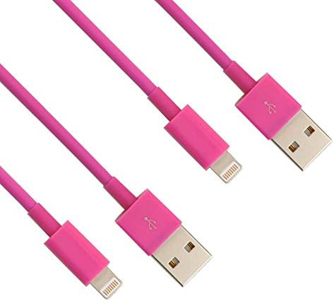 Noovalink(TM)10 Feet 2PCS Extra Long Extened 3M 8 Pin to USB Sync and Charging Cable Charger Cord Wire for iPhone 5 5s 5c,iPhone 6 iPhone 6 Plus,iPod Touch Nano 7th Gen (Hot Pink)