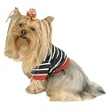 Black/White Pet Striped Pet Polo Shirts - XS