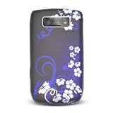 Blue with White Flower Soft Silicone Skin Gel Cover Case for Blackberry Curve 8900