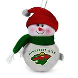 Pack of 3 NHL Minnesota Wild Plush Snowman Christmas Ornaments 6"