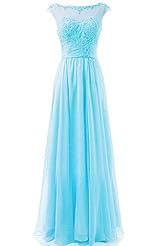 Floor Length Scoop Neck Chiffon Applique Backless Open-Back Evening Dress/Bridesmaid Dress/Prom Dress 