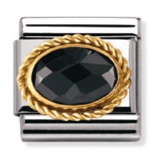 Nomination Composable Damen-Bead Classic Facettierte C. Z. Stahl Gold 18K + Godrone Schwar Preisvergleich