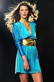 Halston Heritage Deep V Cocktail Dress in Horizon Blue