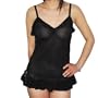 Womens super sexy V-neck chiffon lace babydoll. Very hot lace front chemise with V-neck and lace trimmed. Feminine and romantic sleepwear features removable shoulder straps and eye sides closure. Great to wear for an ultra sexy look. (Size: S)