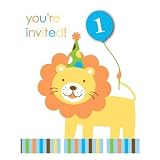 Sweet Safari Blue 1st Birthday Invitations