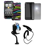 EMPIRE Sprint HTC EVO Design 4G Black with Multi Color Zebra Stripes Rubber ....