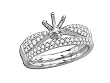 14K White Gold Diamond Wedding Set Semimount - 0.29 Ct.
