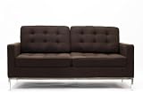 Modern Florence Style Loveseat Genuine Chocolate Wool