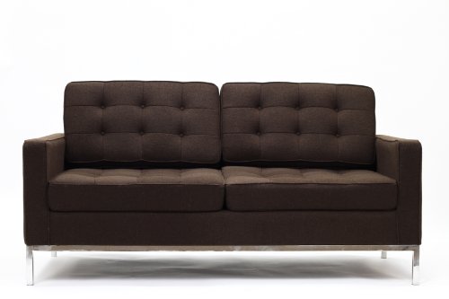 Lexington Modern Florence Style Loveseat, Chocolate Brown Wool