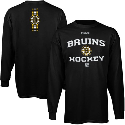 Reebok Boston Bruins Authentic Progression Team Hockey Long Sleeve T-Shirt - Black (Large)