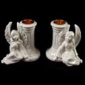 Set of 2 Angel Ceramic Candleholders Sitting