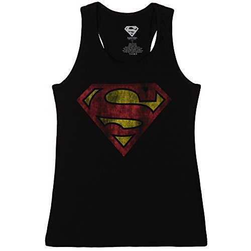 Superman Distressed Logo Juniors Tank Top