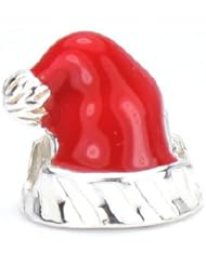 Moress Christmas Santa Hat in Red & White Enamel - Solid Sterling Silver Fits Perfectly on Chamilia Pandora and Compatible Brands