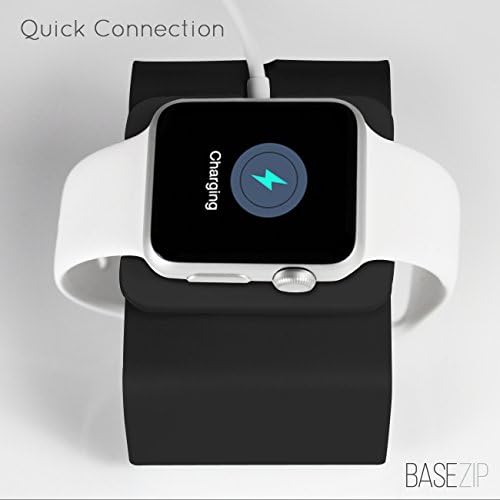 Basezip Stand Aluminum Build Cradle Holds Apple Watch **New** Comfortable Viewing Angle Easy Use Quick Connection for Apple Watch (2015) Fits All Versions & Sizes (38mm & 42mm Apple Watch in Sport, Basic and Edition Models) (Black)