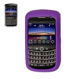 New Fashionable Perfect Fit Soft Silicon Gel Protector Skin Cover (Faceplate/Snap On) Rubber Cell Phone Case with Screen Protector for RIM Blackberry Tour 2 9650 Sprint, Verizon - PURPLE