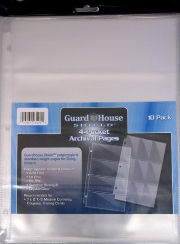 4 Pocket Currency Storage Pages for Modern and Large Bills PACK of 10 GuardHouse Shield by GuardHouse Shield