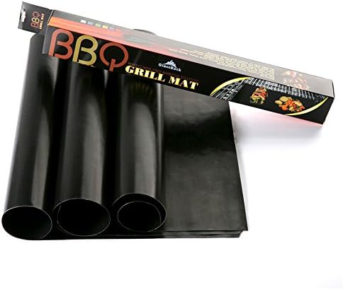 BBQ Grill Mat, Set of 3 BBQ Grilling Mats, BBQ Grilling Accessories, Sheets for Gas Grills, 15.8 x 13 Inch