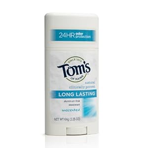 Tom's of Maine Natural Deodorant Stick, Unscented, 2.25-Ounce Stick (Pack of 6)