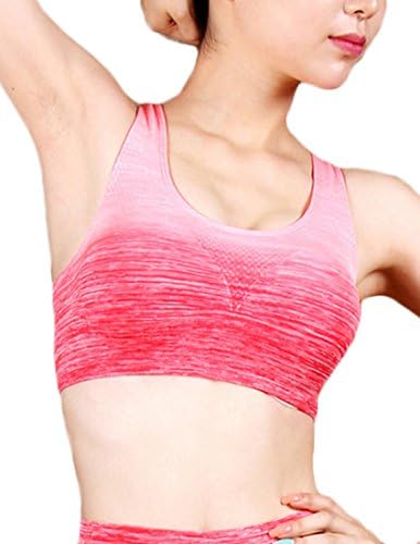 VOGLLY Women's Ombre Padded Sports Bra Premium Seamless Activewear Yoga Bra Size 2 US Orange