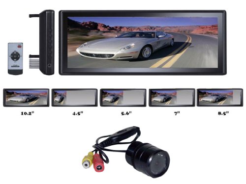 Pyle Deluxe Rearview Monitor & Camera Package for Car/Truck/SUV -- PLM102 10.2 TFT/LCD Rearview Mirror Monitor + PLCM22IR Flush Mount Rear View Camera With 0 Lux Night Vision.
