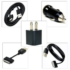 Bluecell 5 set Black Color (3 Inch/3 Ft/6 Feet) USB Charge and Sync Data Cable + USB Wall Adapter Charger + USB Car Charger for Ipod touch Iphone 4 4s 3G 3Gs USB + Bluecell Cable Tie