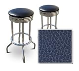 2 BlueVinyl Custom Specialty Swivel Chrome 24"Bar Stools (Morocco Orbit)