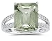 Emerald Cut Green Amethyst and Diamond Ring 10k White Gold