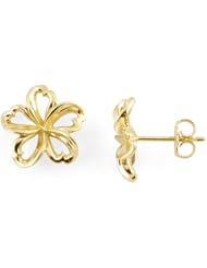 Plumeria Earrings in 14K Yellow Gold - 14mm