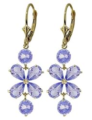 14k Gold Chandelier Earrings with Genuine Tanzanites