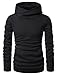 LOCALMODE Men's Stylish Pullover Funnel Collar Fleece Hoodie Sweatshirt Black M