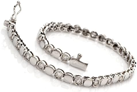 1.03ct Round Natural Diamond Solid 18k White Gold Tennis Line Bracelet