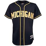 Majestic Michigan Wolverines Navy Blue Collegiate Replica Baseball Jersey