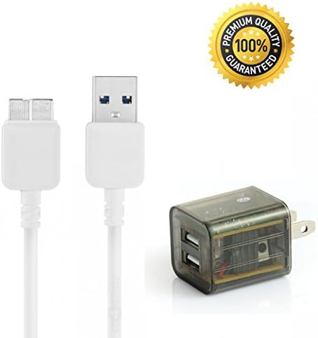 SideTech Super Speed USB 3.0 Type A to Micro-B Note 3 Cable in WHITE (3 FEET, SHIPPED ON SAME BUSINESS DAY) (3 FT Note 3 Cable + Wall Charger Bundle)