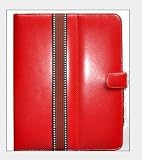Bear Motion 100% Real Cowhide Leather Flip Book Case Jacket/folio for Apple Ipad 3g Tablet/wifi Model 16gb, 32gb, 64gb (RED)