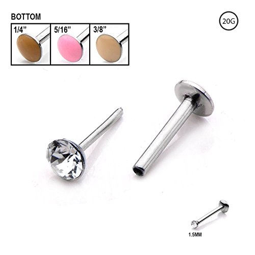 316L Surgical Steel Labret Style Nose Stud Push Pin 1/4