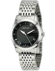 Gucci Womens YA126502 G-Timeless Black Dial Stainless-Steel Bracelet Watch