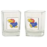 NCAA Schools 2oz Glass Shot Glass With Logo 2-Pack - Kansas Jayhawks