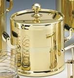 Review Kraftware  / Kraftware 70294 Shiny Brass 3 Quart Ice Bucket with Wood Side Handles, Bands and Metal Cover